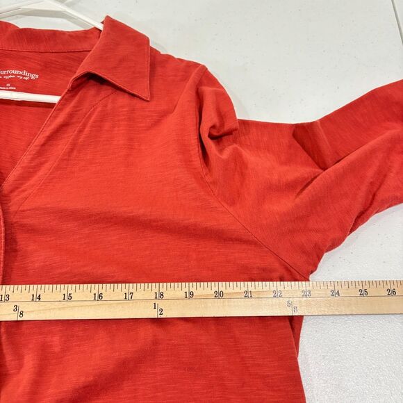 Soft Surroundings Orange Coral Tunic 1X Mixed Buttons Lagenlook Art-To-Wear - Picture 7 of 11